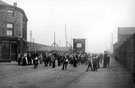 Princess Street Boys Brigade on march, Princess Street at junction of Windsor Street. No 129, Windsor Hotel on corner