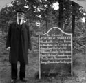 Gravestone in Ecclesall Woods, on the Beauchief side, in memory of George Yardley, charcoal burner who died in his cabin when it caught fire