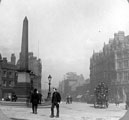 Jubilee Monolith, Town Hall Square, looking towards Fargate. Y.M.C.A.'s, Carmel House, right