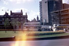 View: w00606 Sheffield Midland railway station approach, Sheaf Square showing (left) The Howard Hotel and (right) construction of Sheffield Polytechnic