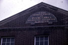 Plaque on the former Girls' Charity School, St. James' Row.  The school, established in 1786, relocated from St. James' Row to Mount Pleasant, Sharrow Lane, in 1874.