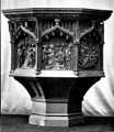 View: y00529 Pulpit at St. Mary C. of E. Church, Church Street, Ecclesfield, carvings by Arthur Hayball, panels by Antwerp