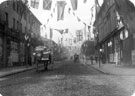 View: y00646 Glossop Road looking West, decorated for the royal visit of King Edward VII and Queen Alexandra