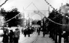 View: y00677 Decorative arch on Glossop Road to celebrate the royal visit of King Edward VII and Queen Alexandra