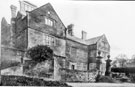 Pencil drawing of Derwent Hall and main gates. Demolished 1940's for construction of Ladybower Reservoir