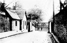 Lodge and gates, Park Lane. Broomhall Road and Collegiate Crescent beyond gates.