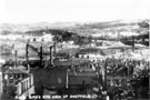 Elevated view of City Centre. Roof of L.M.S. station, extreme left. Shoreham Street tram sheds, left centre. Cholera Monument and Norfolk Park in background