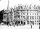 Albany Hotel, Yorkshire Penny Bank and Y.M.C.A.'s, Carmel House, Fargate, from Town Hall Square