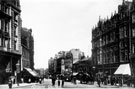 Fargate from Town Hall Square. Y.M.C.A.'s, Carmel House, right