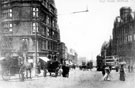 High Street from Church Street, No. 1 Pawson and Brailsford, printers and stationers, Parade Chambers, left, Foster's Buildings, right