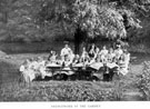 Needlework in the gardens, part of a series of lessons in Nature Study-mainly Plant Life, in the School garden by Headmaster J. Eaton Feasey, using pupils from Nethergreen School also known as Ranmoor School)