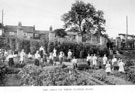 The girls on their flower plots, part of a series of lessons in Nature Study-mainly Plant Life, in the School garden by Headmaster J. Eaton Feasey, using pupils from Nethergreen School also known as Ranmoor School)