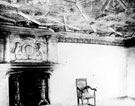 Queen Mary's room in the Turret Lodge at Sheffield Manor House, Manor Park. The Shrewsburys Coat of Arms are carved over the fireplace