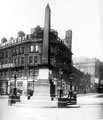 Jubilee Monolith, Town Hall Square. Wilson Peck, Music Store, corner of Barker's Pool and Pinstone Street (Nos 2-6), in background. Albert Hall, right