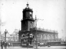 St. Paul's Church, Pinstone Street. Tram No. 108, in foreground