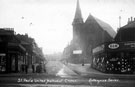 John Banner, drapers (left) and No. 618, Burgess and Co., tailors, Attercliffe Road and St. Paul's United Methodist Church (formerly Attercliffe New Connection Methodist Church), Shortridge Street showing the junction with Chippingham Place