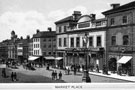 Market Place looking towards Angel Street. Fitzalan Market Hall, right