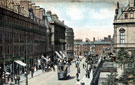 Pinstone Street, Town Hall, right, Palatine Chambers, left