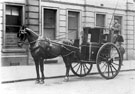 Hansom Cab outside the offices of John Watson and Sons, 11 Leopold Street, Chartered Accountants, Stocks and shares brokers, Estate agents, and agents for Scottish Widows, Life Assurance Society.