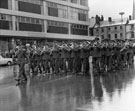 View: s28691 Czechoslovakian Central Army Band in Barkers Pool with Cole Brothers, department store in the background