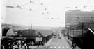 View: a00698 Pond Street showing Bus Station and College of Technology (later Sheffield Polytechnic) c. 1960