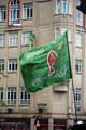 View: a00992 Protester's flag at a demonstration against an English Defence League (EDL) visit to Sheffield