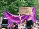 View: a00994 Protester: 'This memorial [war memorial] supports anti-facism and so does Sheffield. One Cutlure' at a demonstration against an English Defence League (EDL) visit to Sheffield