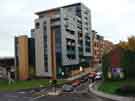 View: a03499 View from Park Square of Broad Street showing (left) The Gateway offices and (centre) the Pinnacles student accommodation 