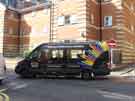 View: a03757 Sheffield Royal Society for the Blind minibus outside Mappin Court, No.7 Mappin Street