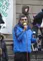 View: a04213 Councillor Shaffaq Mohammed, leader of Sheffield Liberal Democrats speaking at the demonstration against Sheffield City Council's partnership with Amey for the management of the city's highways and trees