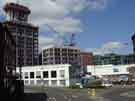 View: a04358 Broad Lane roundabout as seen from Townhead Street showing the construction of flats on (left) Garden Street and (centre) Hollis Croft