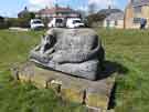 View: a04461 Wolf sculpture at Oaks Fold Cruck Barn, Oaks Lane