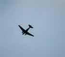 View: a04718 Douglas C47 Dakota of the Royal Air Force Battle of Britain Memorial Flight participating in a flypast over Endcliffe Park commemorating the 75th anniversary of the Flying Fortress (Mi Amigo) crash.