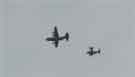 View: a04723 United States Air Force (USAF) flypast over Endcliffe Park commemorating the 75th anniversary of the Flying Fortress (Mi Amigo) crash