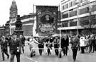 View: arc00044 Trade unionists' march through Sheffield prior to meeting to commemorate the 50th anniversary of the 1926 General Strike