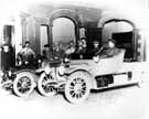 View: arc00117 Vehicles pictured at the start of the 24 hours non-stop road record, outside Hattersley and Davidson Auto Co premises, Norfolk Street