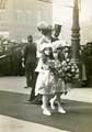 View: arc00379 Colonel and Mrs G E Branson arriving at the wedding of their daughter, Maud Kathleen Branson to Herbert Arthur Dyke Acland, Sheffield Cathedral