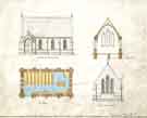 View: arc01246 Attercliffe (?) cemetery / mortuary chapel, elevations, plan and section