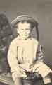 View: arc02505 E. Fawcett, a young male child, thought to be Ernest Dixon Fawcett (1868 - 1935), eldest son of James Dixon Fawcett (1844 - 1900) and Eliza Martha Fawcett (nee Wightman, known as 'Lily') (1844 - 1906), ealry 1870s