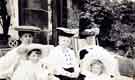 View: arc02543 Edith Wightman (1850 - 1943) and her sister Mary Agnes Swift (1848 - 1936) and two young children outside Lady Bower House, c. 1908