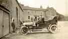 View: arc02567 Wightman family members in motorcars outside what appears to be the Ladybower Inn, Derbyshire