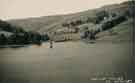 View: arc02585 The Lost Village of Derwent' showing the tower of Derwent Parish Church largely submerged by the newly-created Ladybower Reservoir 