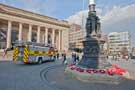 View: c03968 Fire engine in front of Sheffield City Hall Barkers Pool