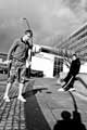 View: c04183 A youth plays football near Sheffield Hallam University