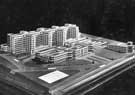 View: h00060 Model of proposed new United Hospital Building (which was named the Royal Hallamshire Hospital) by architects Messrs Adams, Holden and Pearson, 13 September 1949.