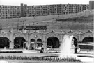 View: s29417 Sheffield Midland railway station, Sheaf Street and Sheaf Square fountain with Park Hill Flats in the background