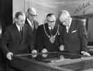 View: s31859 Visit of His Grace the Duke of Norfolk (far right) for the official presentation of Arundel Castle Manuscripts, Central Library, Surrey Street