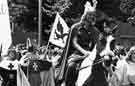 View: s32351 Eigbert, proclaimed overlord of England at Dore AD 829 as portrayed by King Ecgbert School at the Sheffield Pageant, outside the City Hall