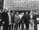 View: s32361 Bochum Civic Delegation outside the Howard Street entrance to Sheffield Polytechnic