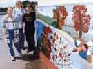 View: s32570 Millhouses Park Mural with supporters of the Millhouses Park Playground Appeal